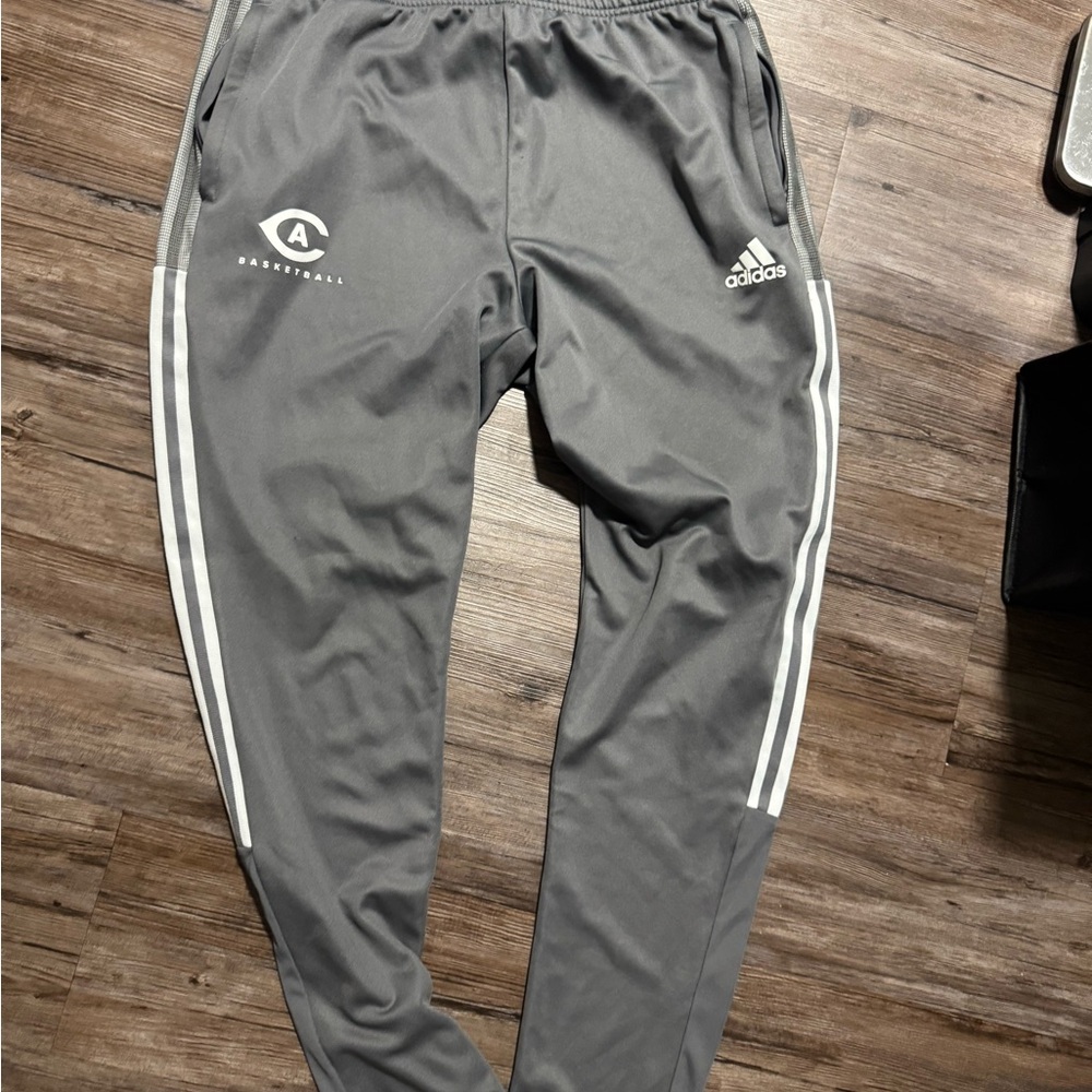 Adidas Charcoal Joggers with White Stripes- UC Davis Basketball
